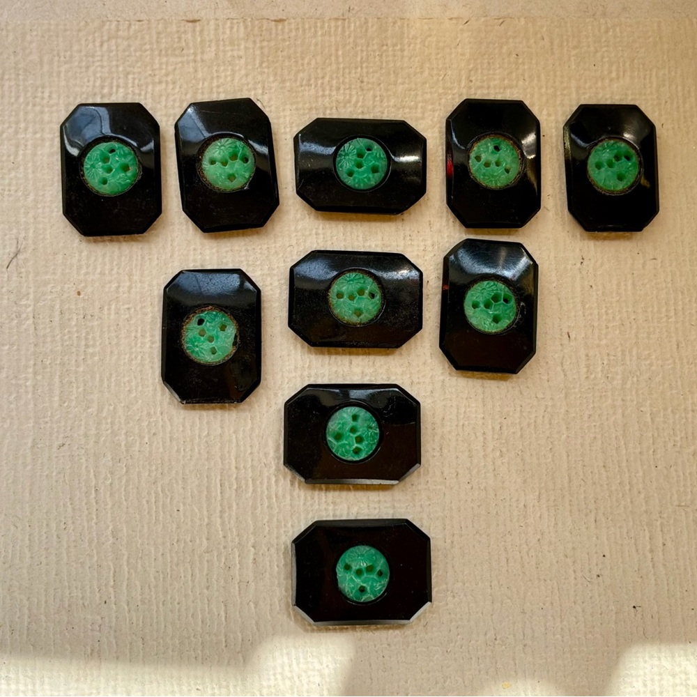 10 Art Deco vintage glass cabochons